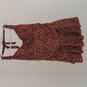 Leopard Print Tie Neck Swimdress